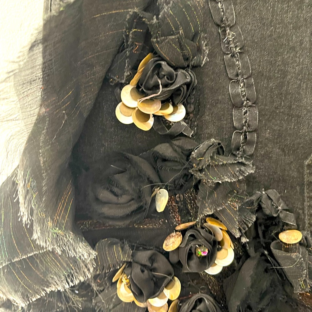 Black Ruffled Jean Skirt